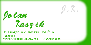 jolan kaszik business card